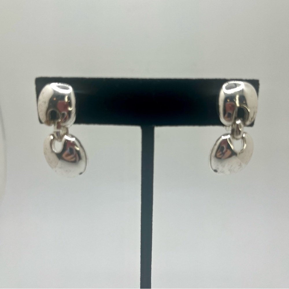 Napier Silver Tone Dangle Clip On Earrings